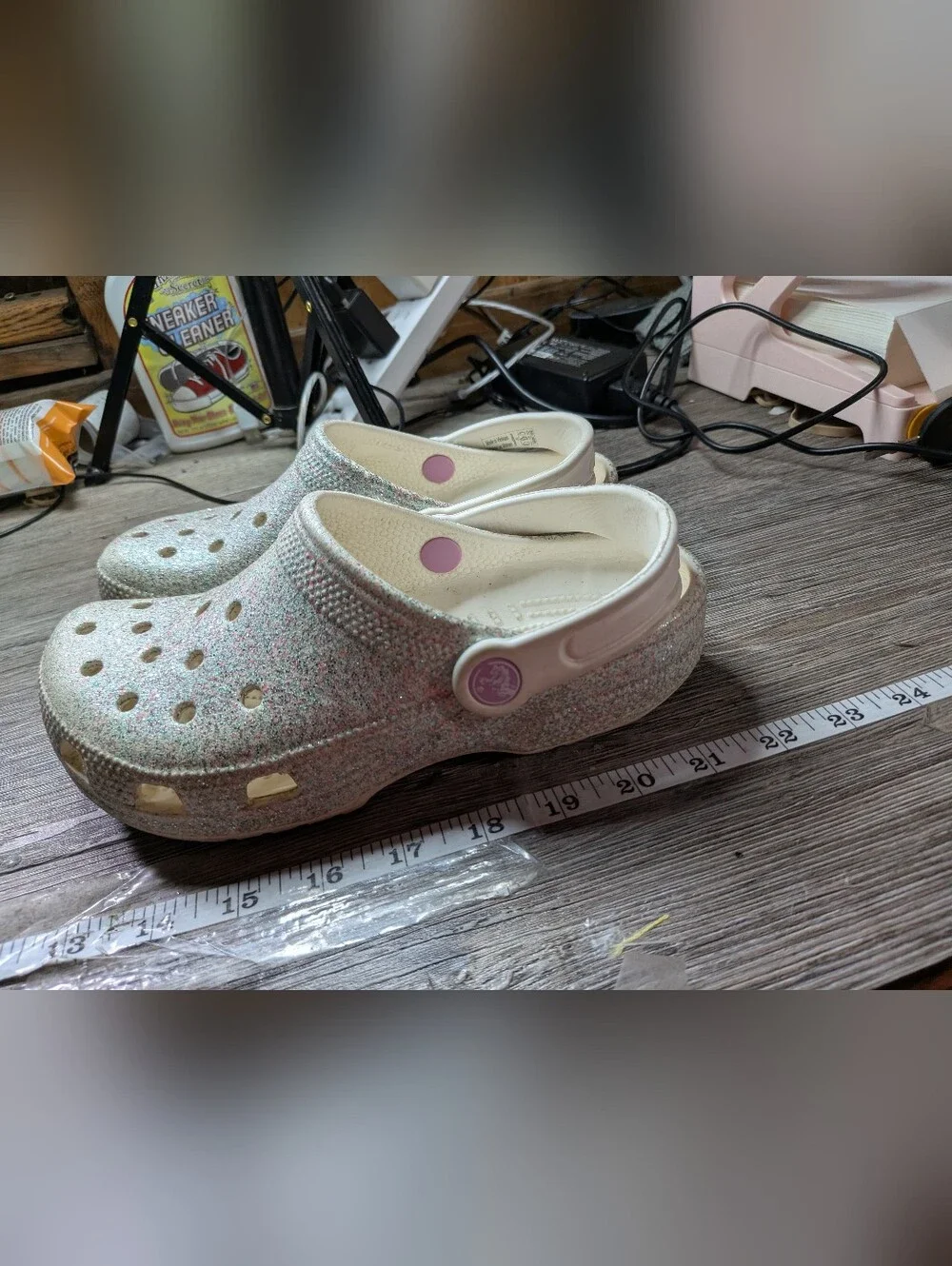 Crocs‎ Silver Glittery Slip On Clogs Size Junior 3 Girls
